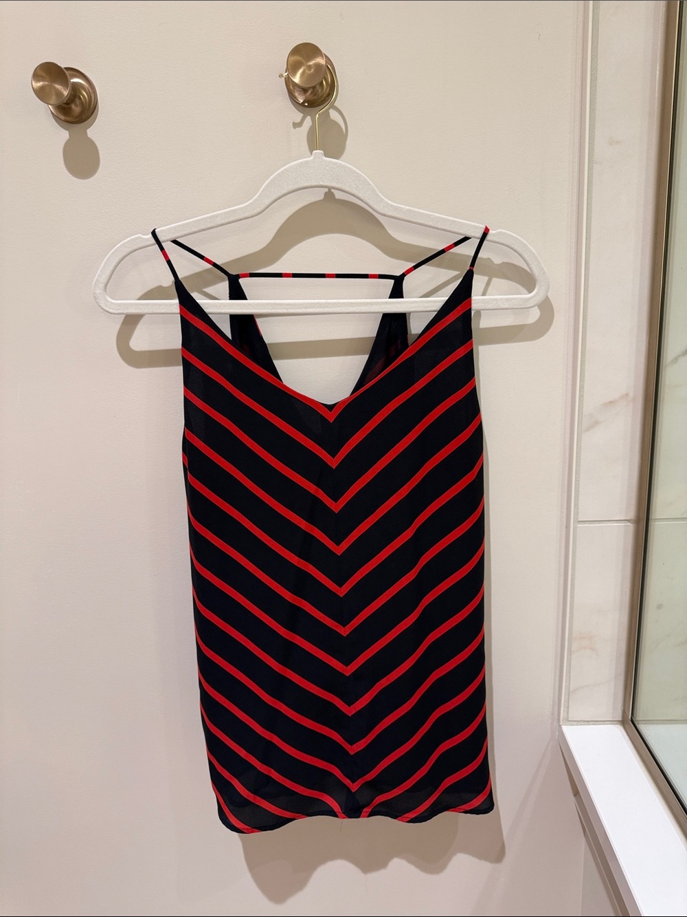 LOFT Navy with Red Chevron Stripe V-Neck Cami